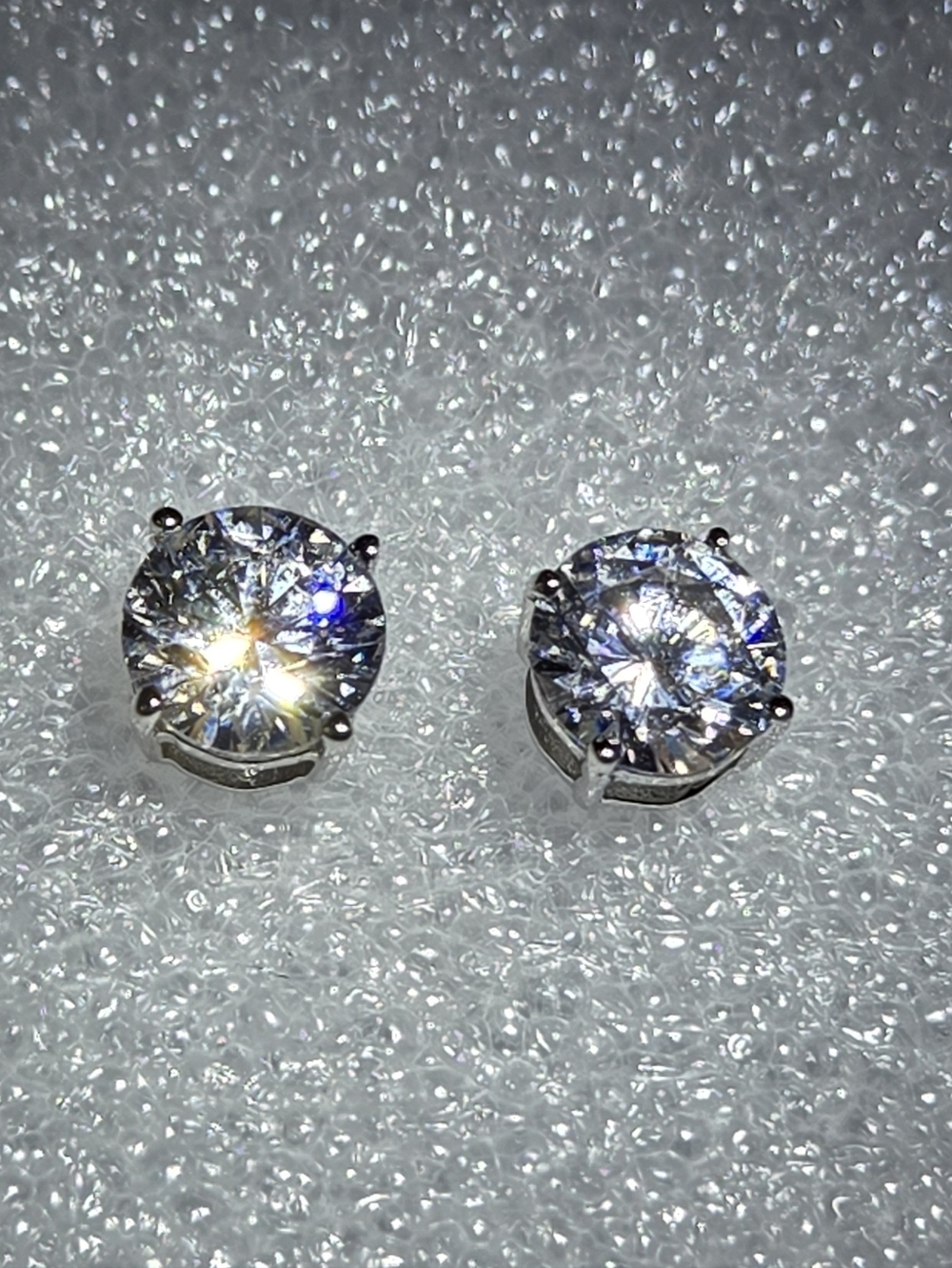 Sparkling 10K White Gold CZ Stud Earrings 2 ctw